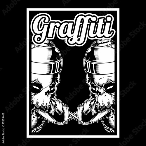 skull hand holding spay paint graffiti vector