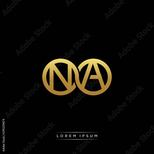 NA initial letter linked circle capital monogram logo modern template silver color version