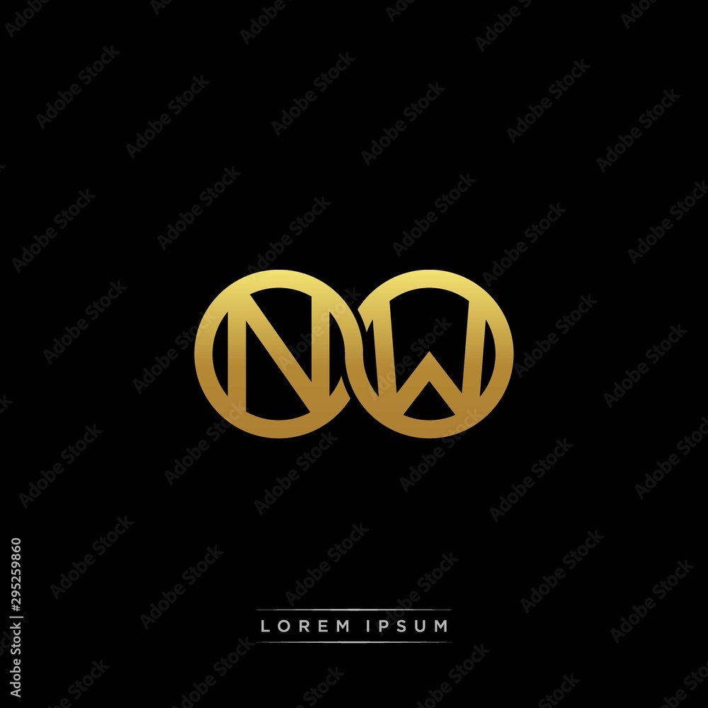NW initial letter linked circle capital monogram logo modern template silver color version NW initial letter linked circle capital monogram logo modern template silver color version