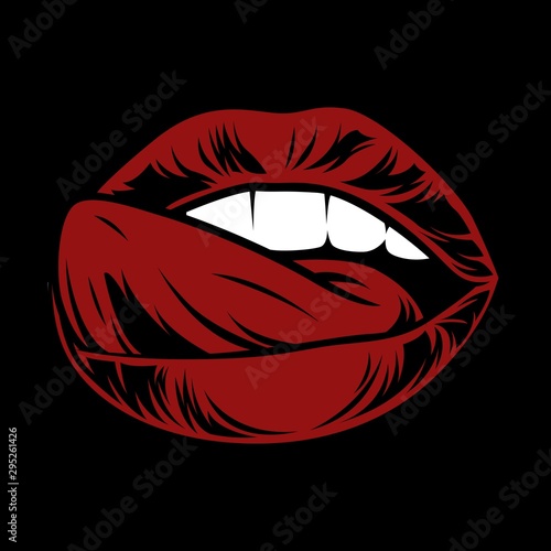 sexy lips. open mouth with tongue.Attractive female mouth with saliva.