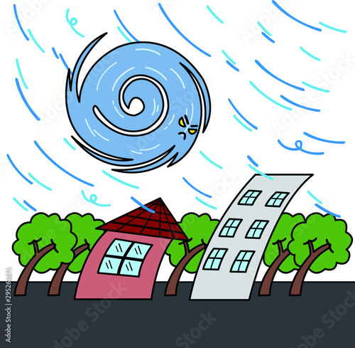 街に台風