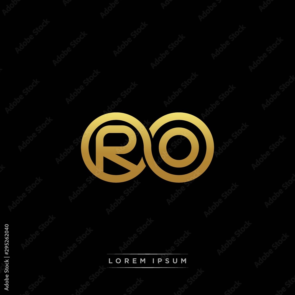 RO initial letter linked circle capital monogram logo modern template silver color version