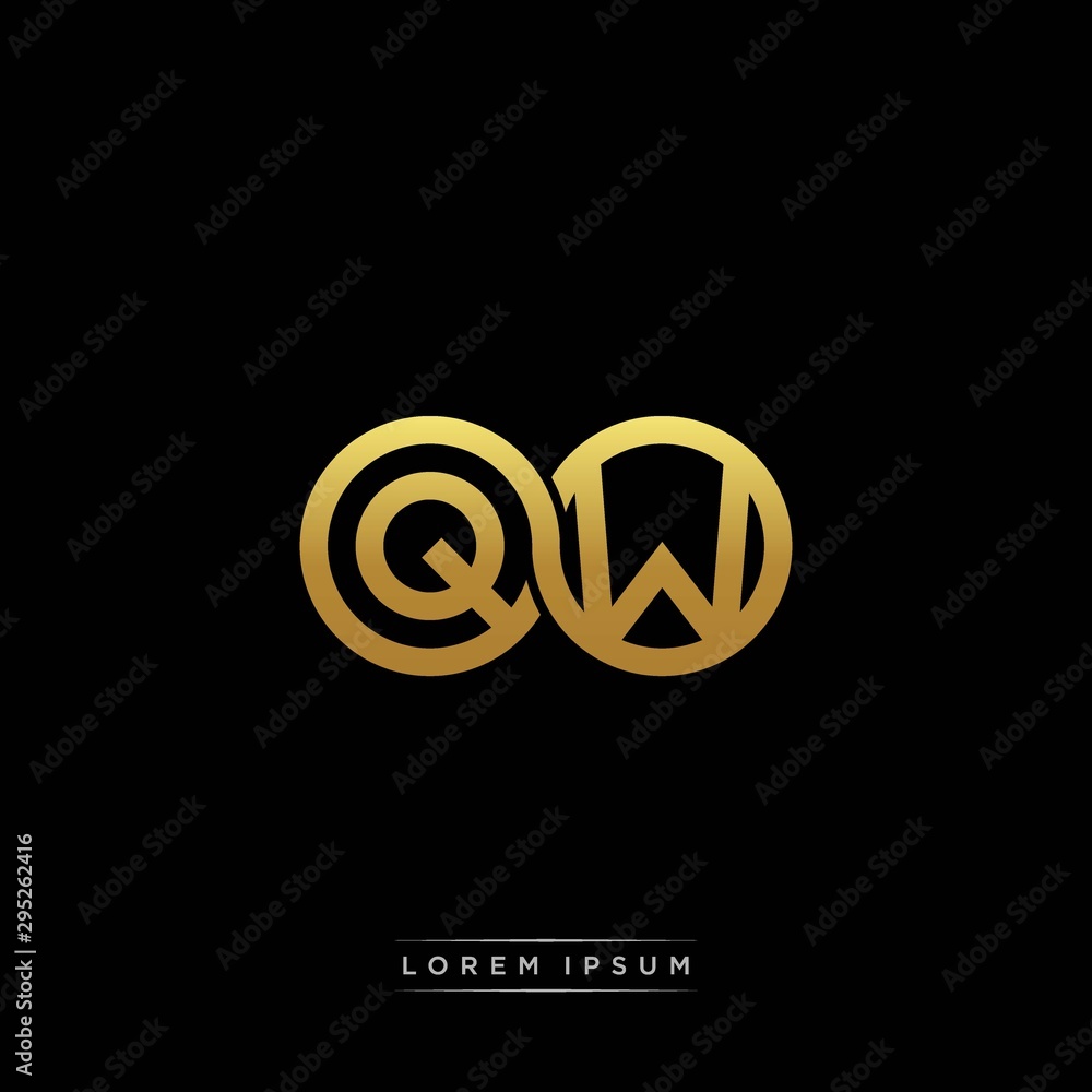 Obraz premium QW initial letter linked circle capital monogram logo modern template silver color version