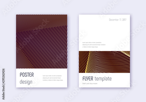 Minimalistic cover design template set. Gold abstr