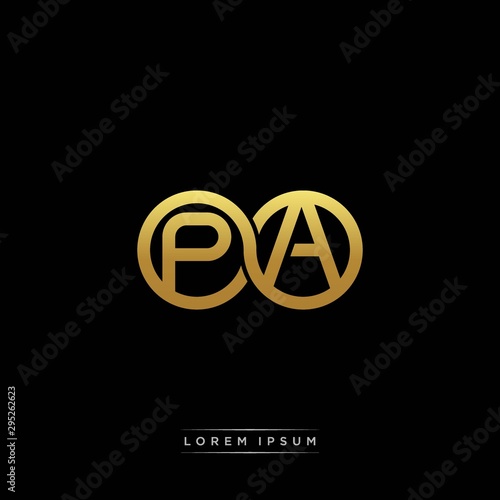 PA initial letter linked circle capital monogram logo modern template silver color version