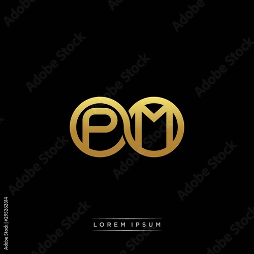 PM initial letter linked circle capital monogram logo modern template silver color version