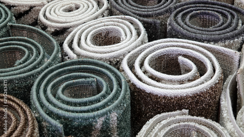 Carpets variety selection rolled up rugs shop store Carpets variety selection rolled up rugs shop store