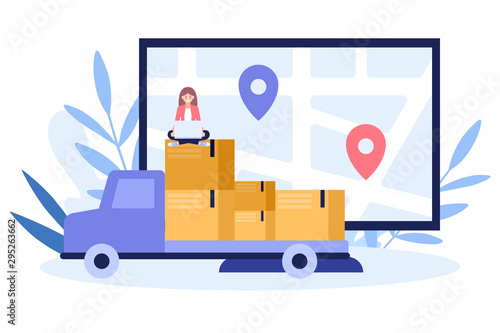 Fast delivery service.Flat vector illustration isolated on white background. Can use for web banner, infographics, web page..