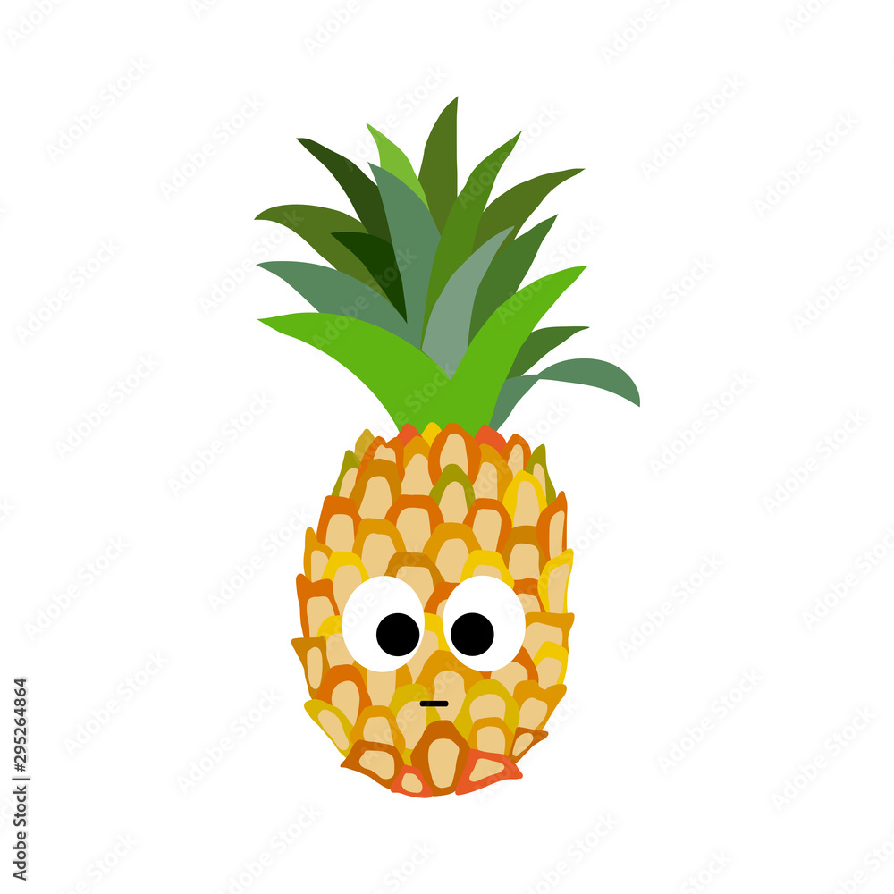 Vector pineapple character illustration in flat, cartoon style. Stock ...
