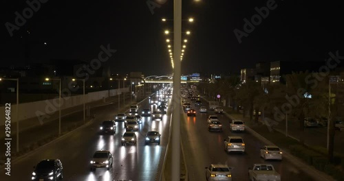 night traffic on Abu baker street in Riyadh, Saudi Arabia photo
