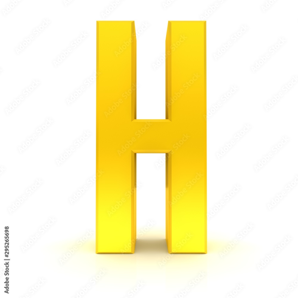 Fototapeta premium letter H gold sign alphabet capital character 3d font text isolated on white