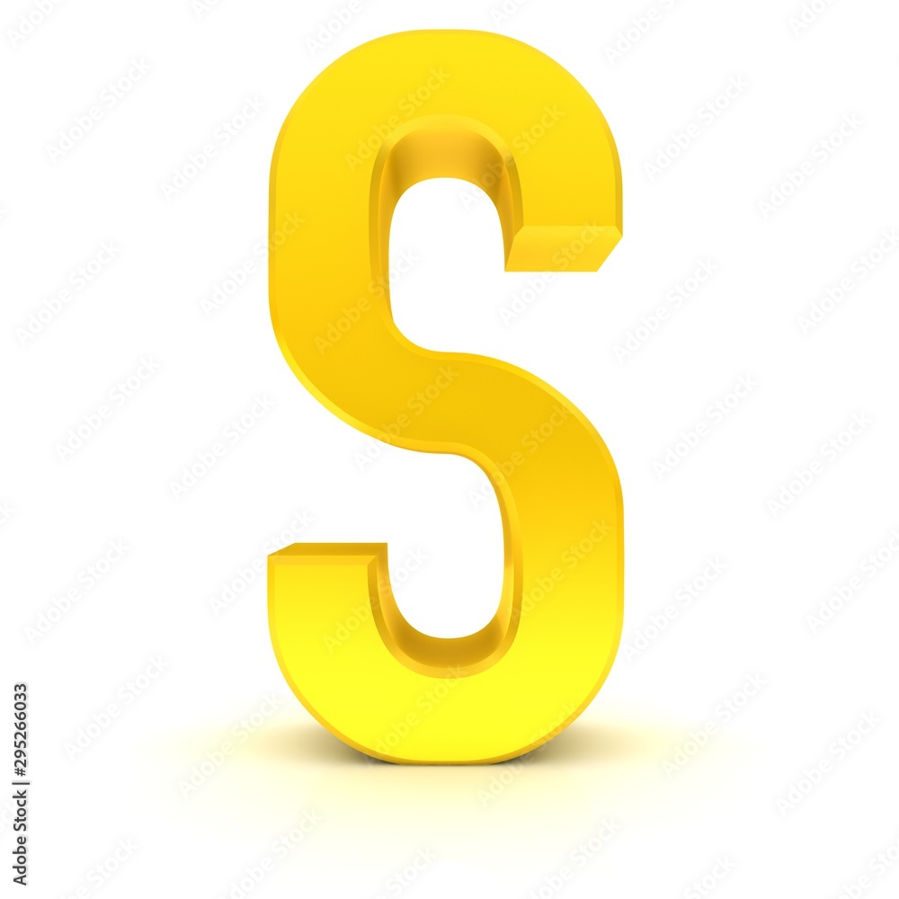 letter S gold sign alphabet capital character 3d font text isolated on white letter S gold sign alphabet capital character 3d font text isolated on white