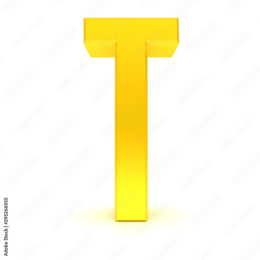 letter T gold sign alphabet capital character 3d font text isolated on white letter T gold sign alphabet capital character 3d font text isolated on white