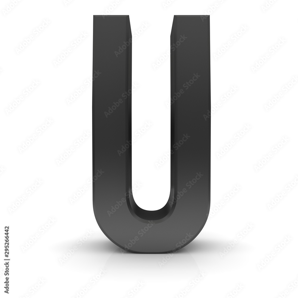 U letter black 3d sign 3d rendering isolated on white U letter black 3d sign 3d rendering isolated on white