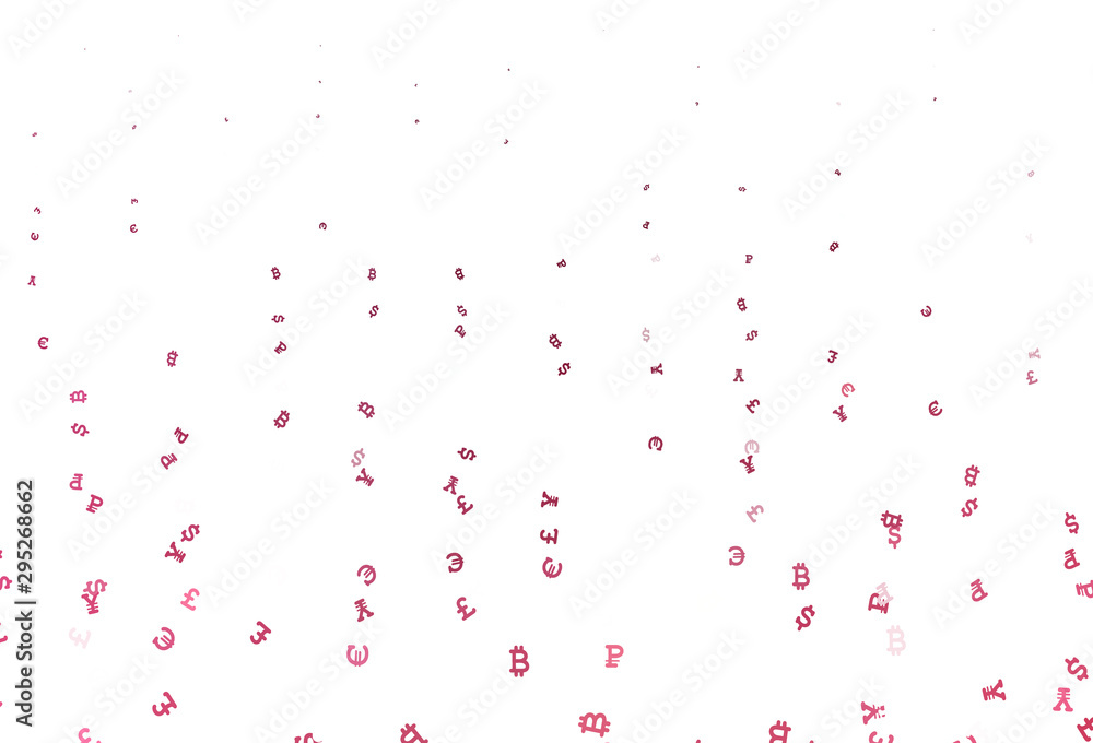 Light Pink vector texture with colored currency signs.
