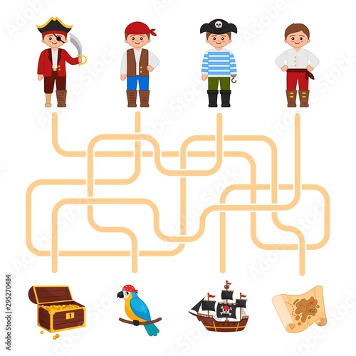Maze game for children. Pirate collection.