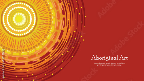 Aboriginal dot art vector banner with text.