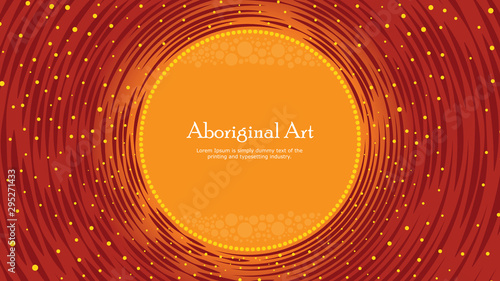Aboriginal dot art vector banner with text.