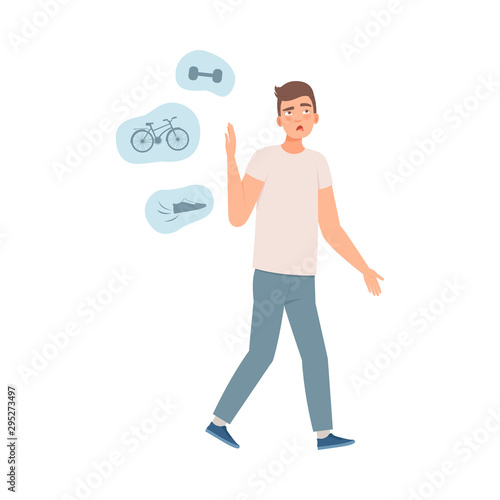 Man and his attitude to sportillustration vector