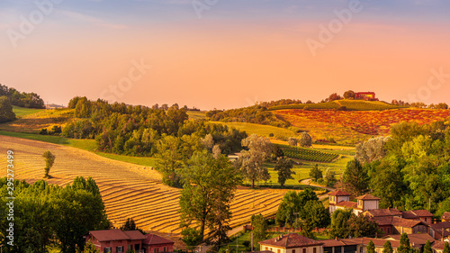 Sunset in the country, Piedmont, Italy