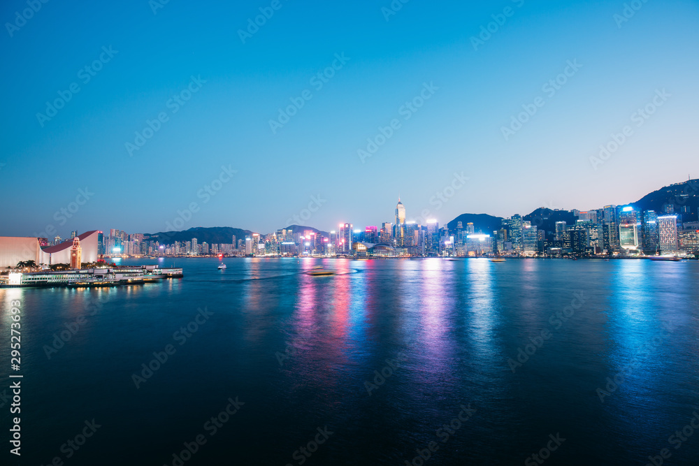 Landscape of Victoria Harbor in Hong Kong 