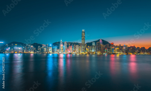 Landscape of Victoria Harbor in Hong Kong 