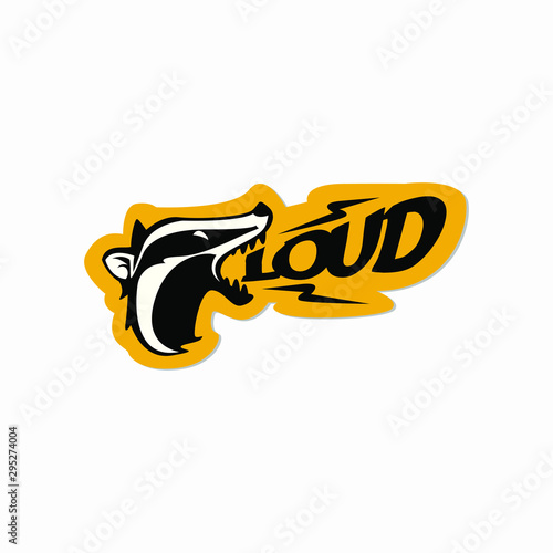 Canvastavla honey badger sticker symbol emblem style vector illustration design