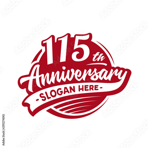 115 years anniversary design template. One hundred and fifteen years logo. Vector and illustration. 