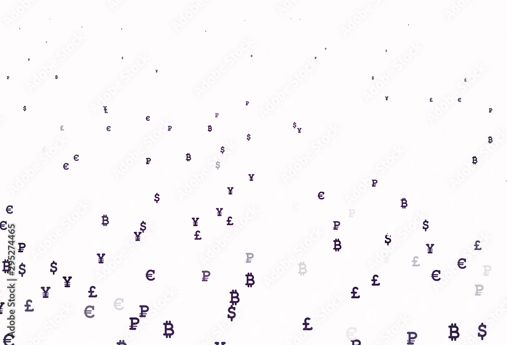 Fototapeta premium Light Pink vector pattern with symbols of currency.