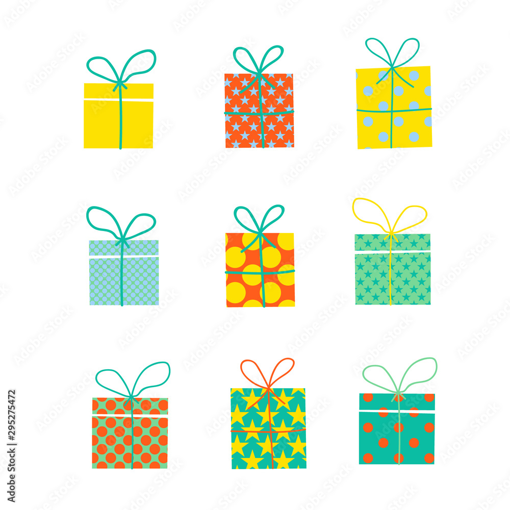 Gift, present, surprise vector simple icons set for web and mobile design Gift, present, surprise vector simple icons set for web and mobile design