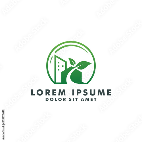 Nature real estate logo, building constuction vector icon design