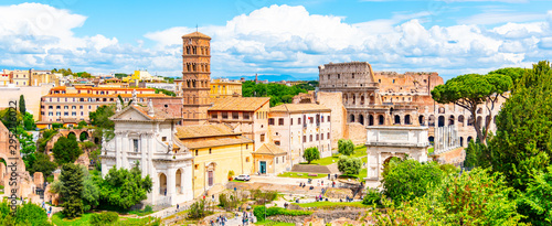 Photography Colosseum and Roman Forum, Latin: Forum Romanum, most important cenre in ancient Rome, Italy