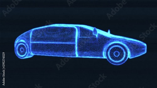Autonomous Electric Vehicle Wireframe Design Concept 3D Animation photo