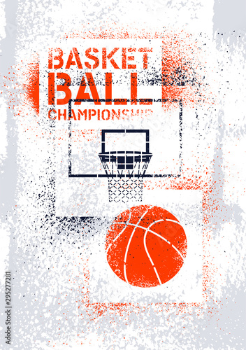 Basketball Championship typographical vintage stencil spray grunge style poster. Retro vector illustration.