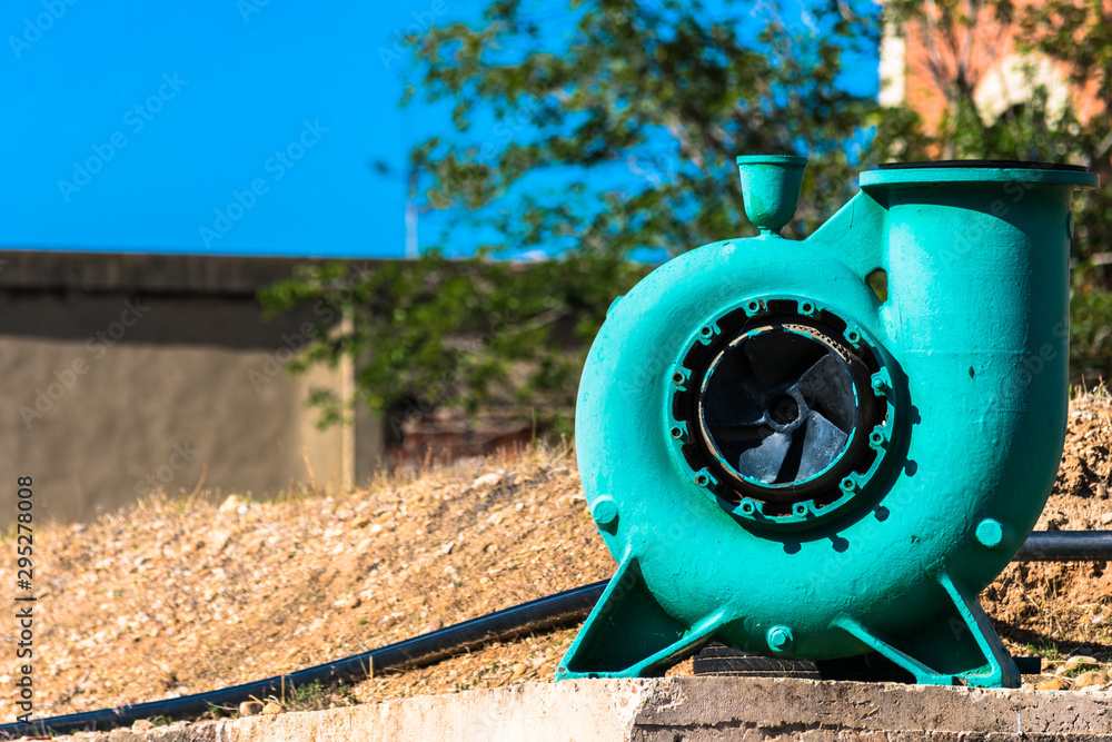 old water turbine decorating industrial facilities green old water turbine decorating industrial facilities green