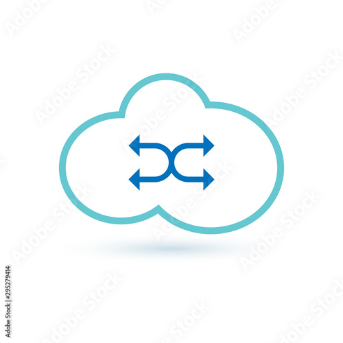 Download from the internet cloud flat line icon infographic illustration template for web, app or brochure. Vector illustration.
