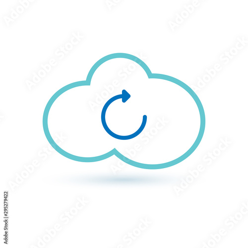 Download from the internet cloud flat line icon infographic illustration template for web, app or brochure. Vector illustration.