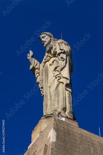 Statue of Jesus on Urgull hill in San Sebastian  Spain