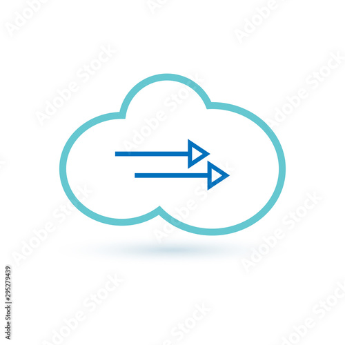Download from the internet cloud flat line icon infographic illustration template for web, app or brochure. Vector illustration.
