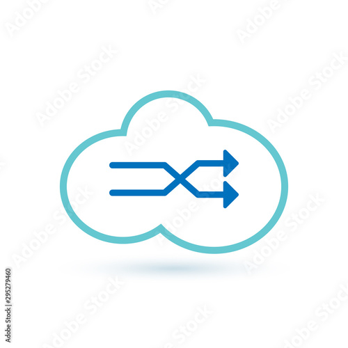 Download from the internet cloud flat line icon infographic illustration template for web, app or brochure. Vector illustration.