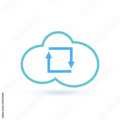 Download from the internet cloud flat line icon infographic illustration template for web, app or brochure. Vector illustration.