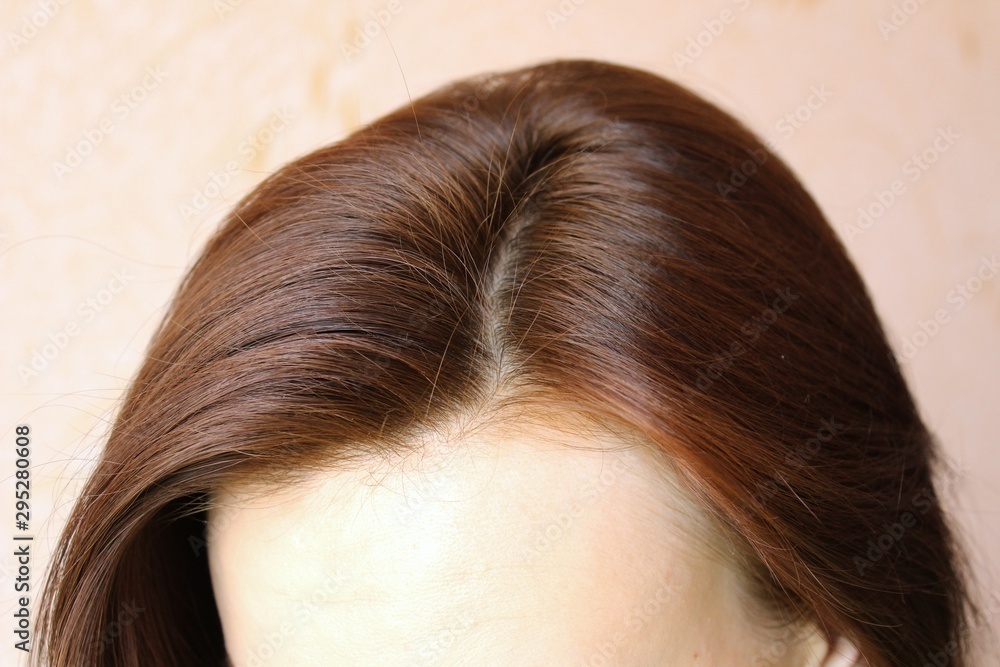 Women's hair is a top view close-up Women's hair is a top view close-up