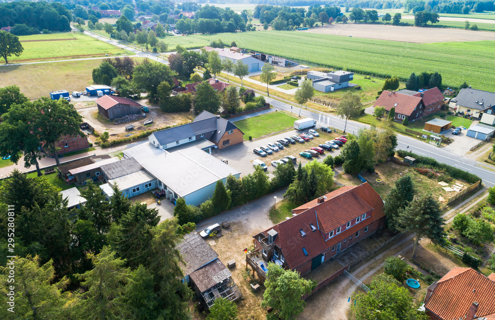 Houses and stables in a village suburb