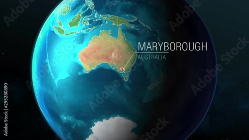 Australia - Maryborough - Zooming from space to earth photo