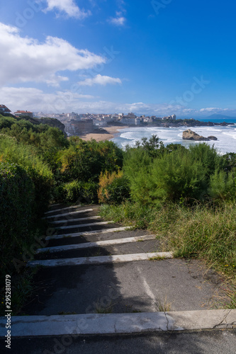 Foot path on Biarritz coast, France