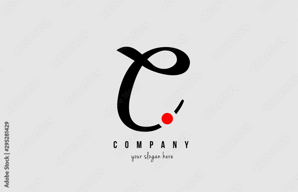 C black and white alphabet letter with red circle for company logo icon design C black and white alphabet letter with red circle for company logo icon design