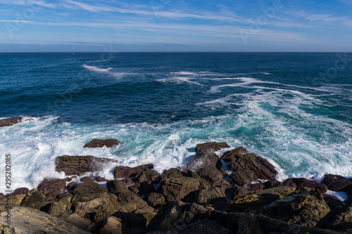 Beach and cliffs in San Sebastian, Donostia, Spain