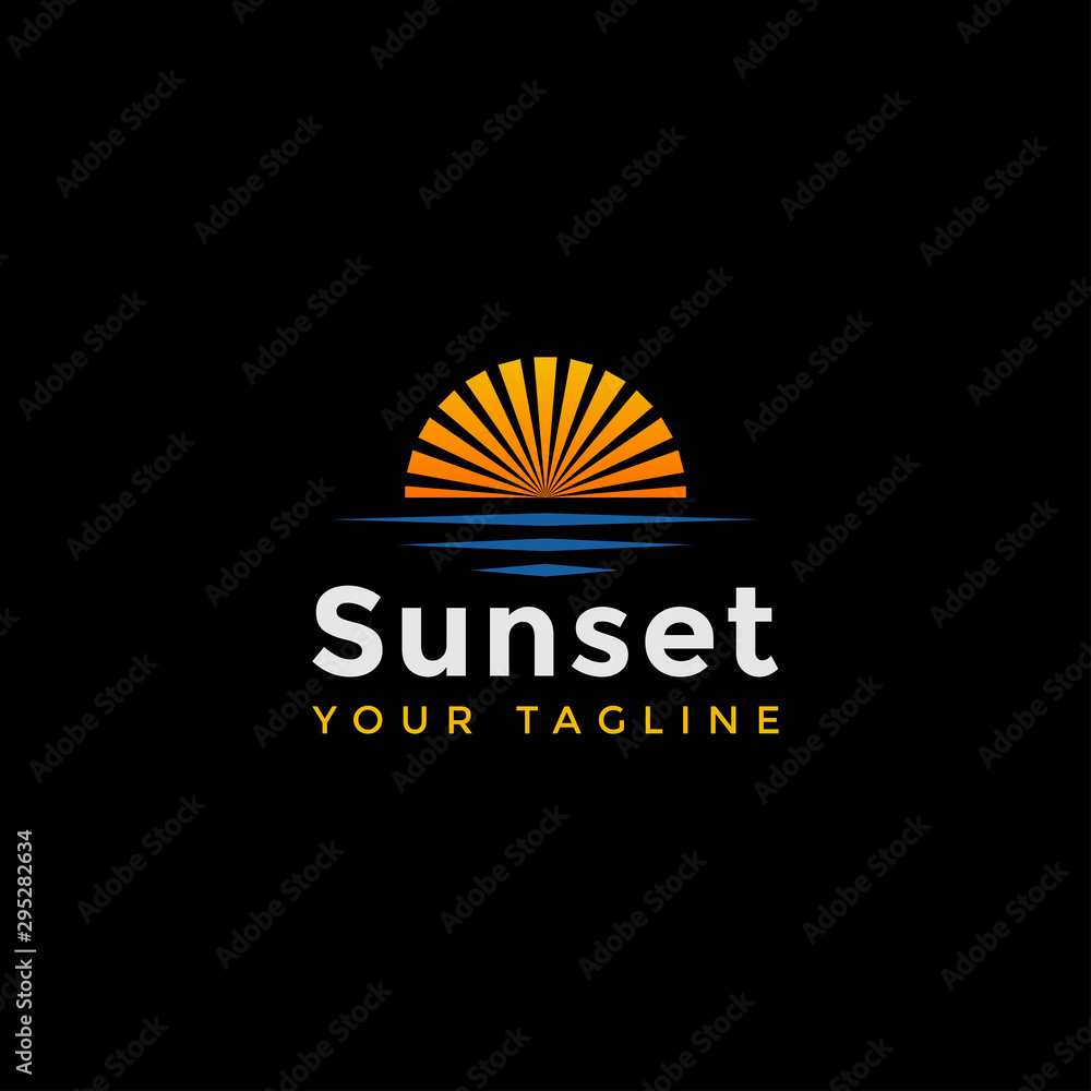Sunset Beach Logo Design Template