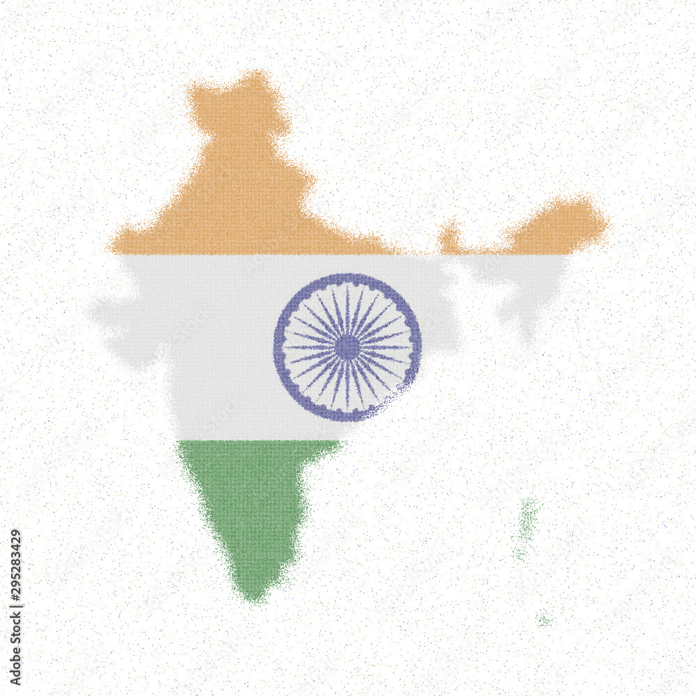 Map of India. Mosaic style map with flag of India. Likable vector illustration.