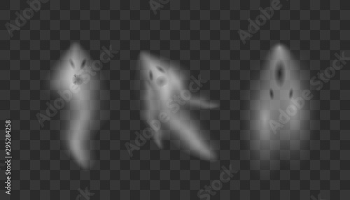 Realistic Ghosts on transparent background. 